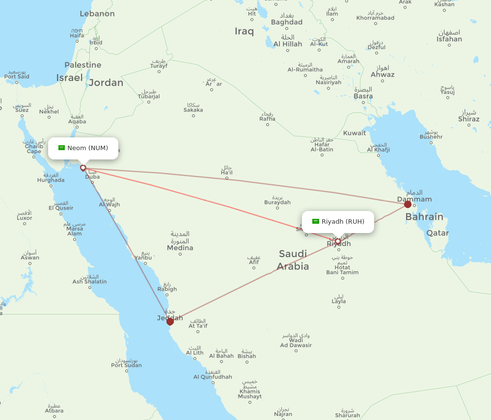 NUM-RUH flight routes
