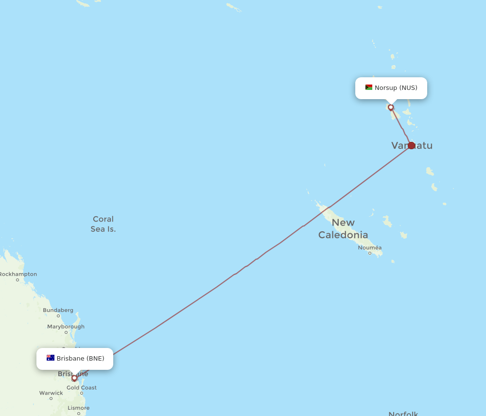 NUS-BNE flight routes