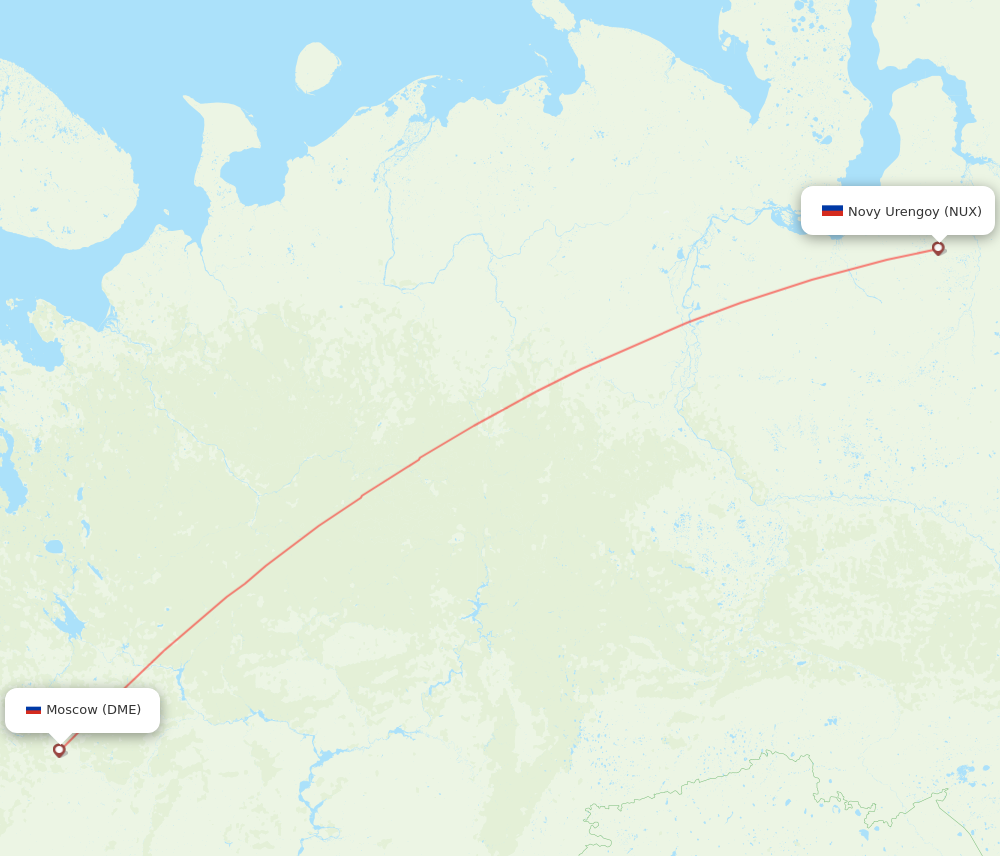 NUX to DME flights and routes map
