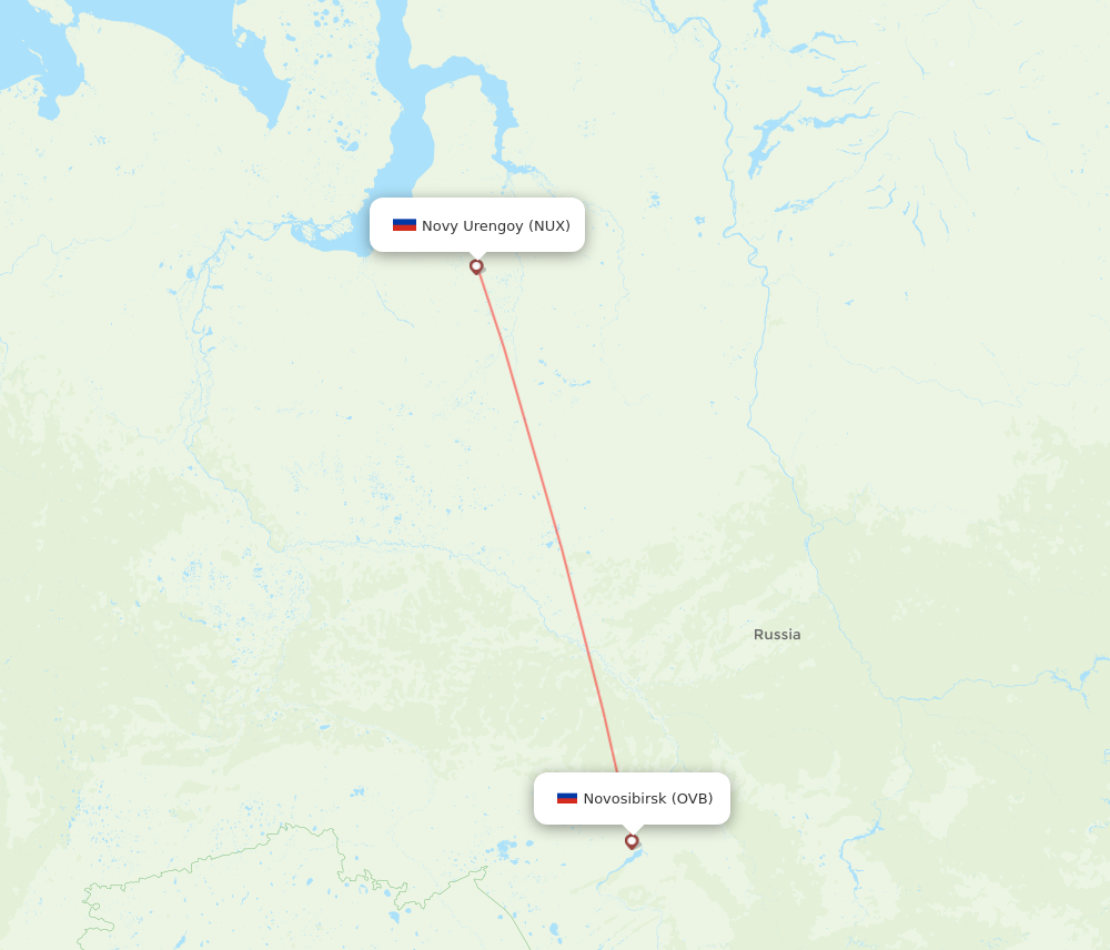 NUX to OVB flights and routes map