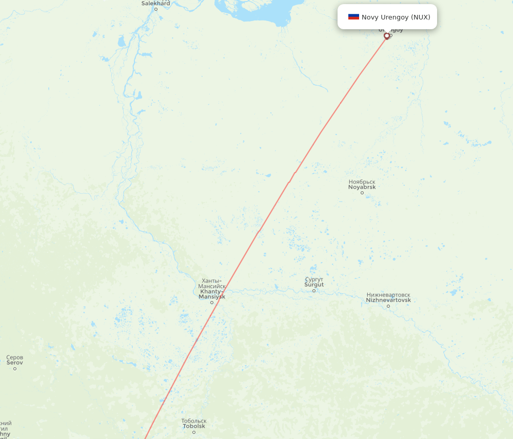 NUX to TJM flights and routes map