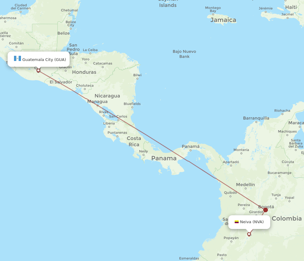 NVA-GUA flight routes
