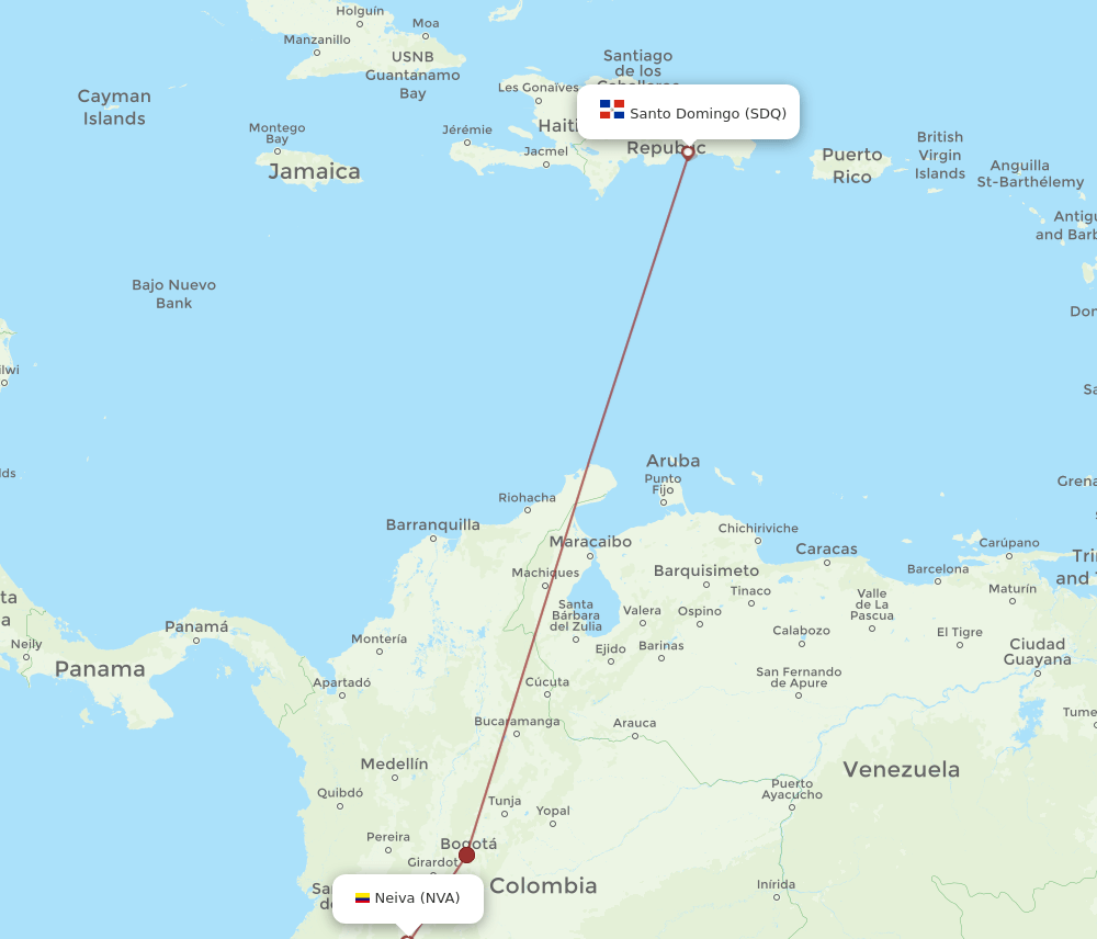 NVA to SDQ flights and routes map