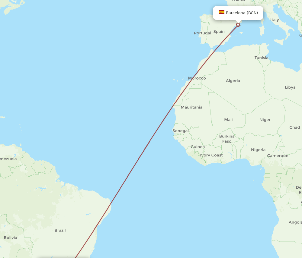 BCN to NVT flights and routes map
