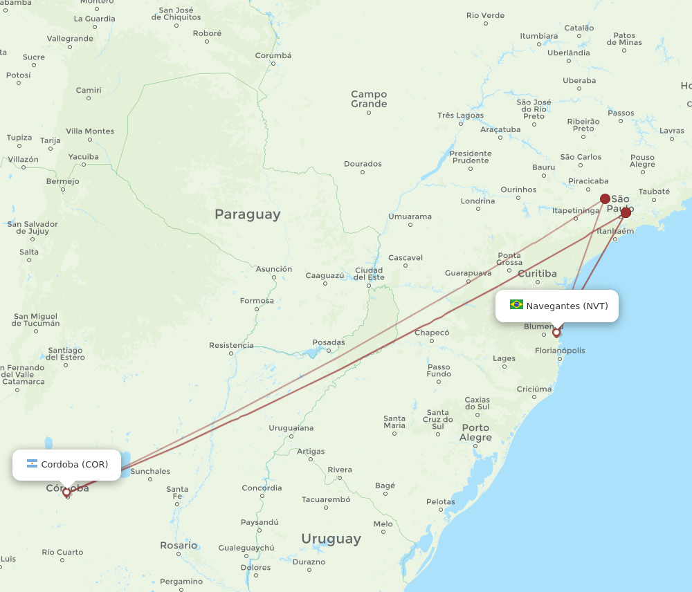 NVT-COR flight routes