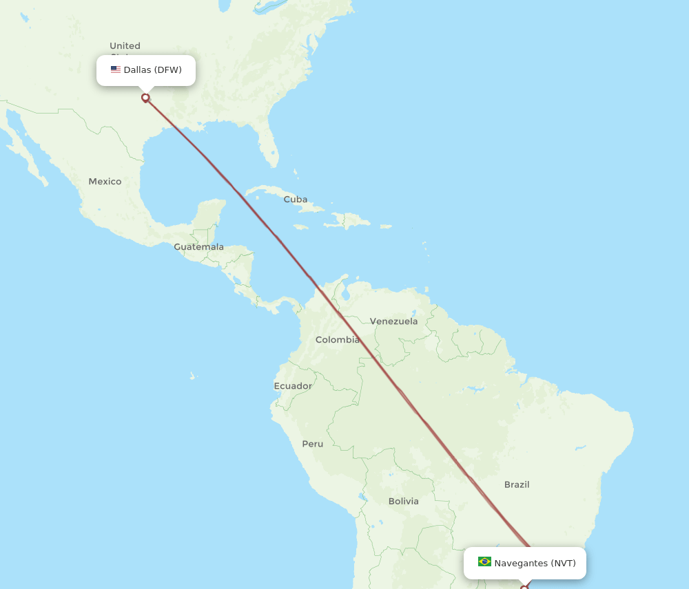 NVT-DFW flight routes