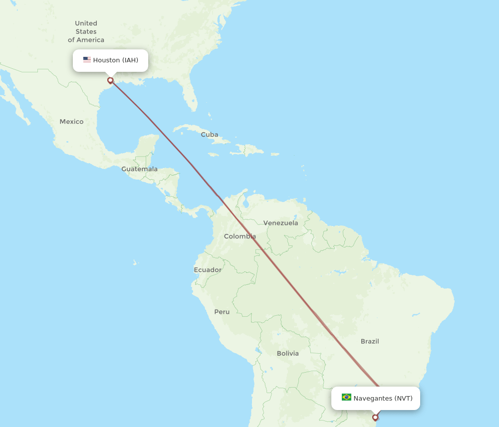 NVT to IAH flights and routes map