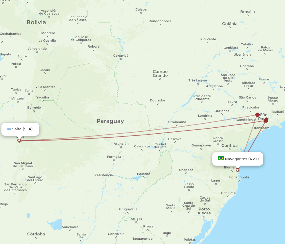NVT-SLA flight routes