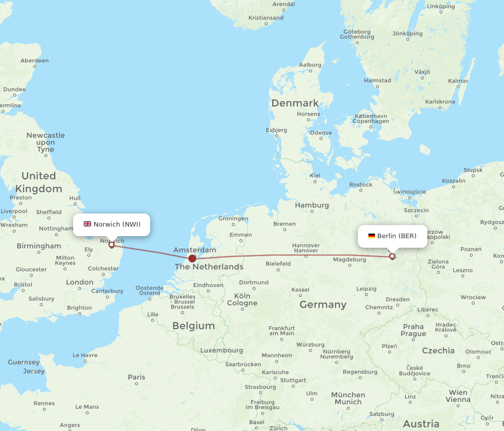 NWI-BER flight routes