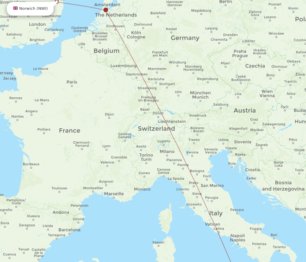 NWI-CTA flight routes