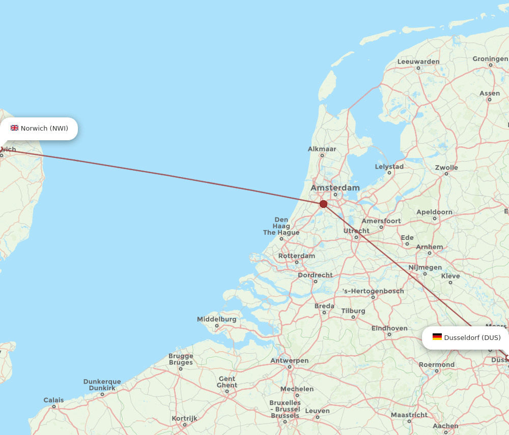 NWI-DUS flight routes