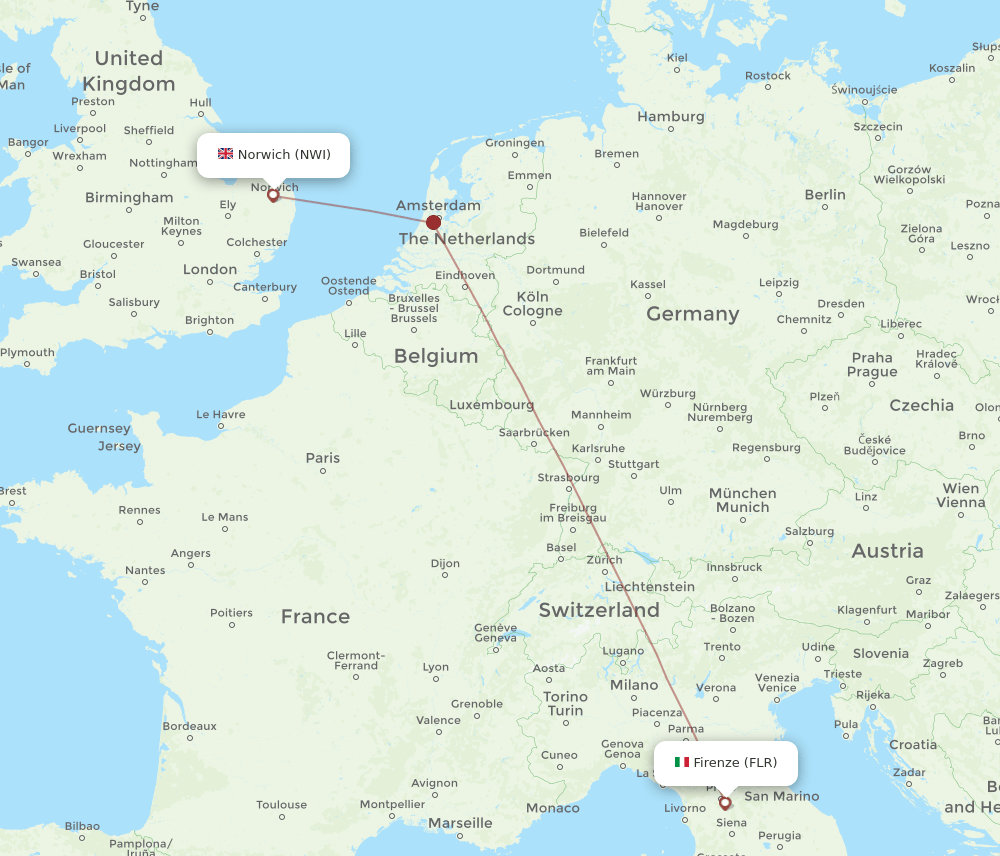 NWI-FLR flight routes
