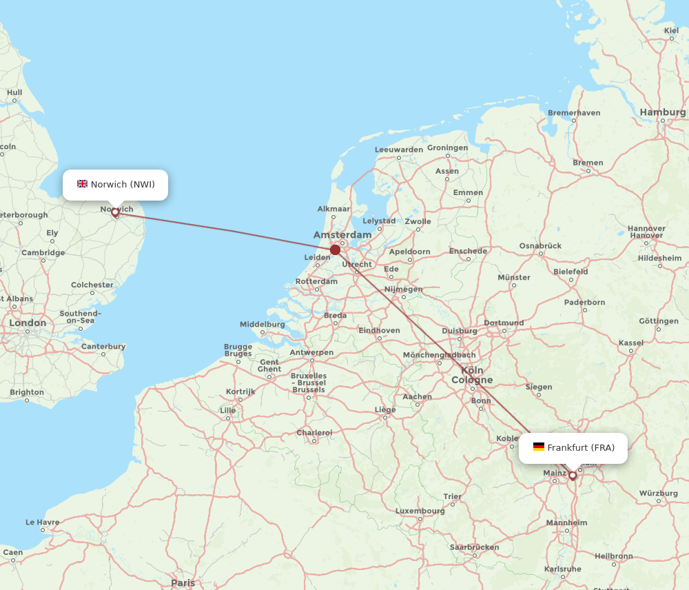 NWI-FRA flight routes