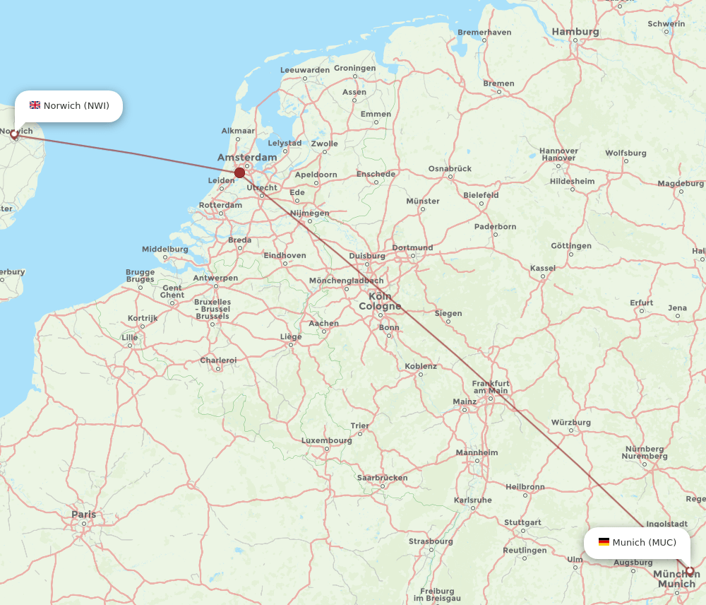 NWI-MUC flight routes