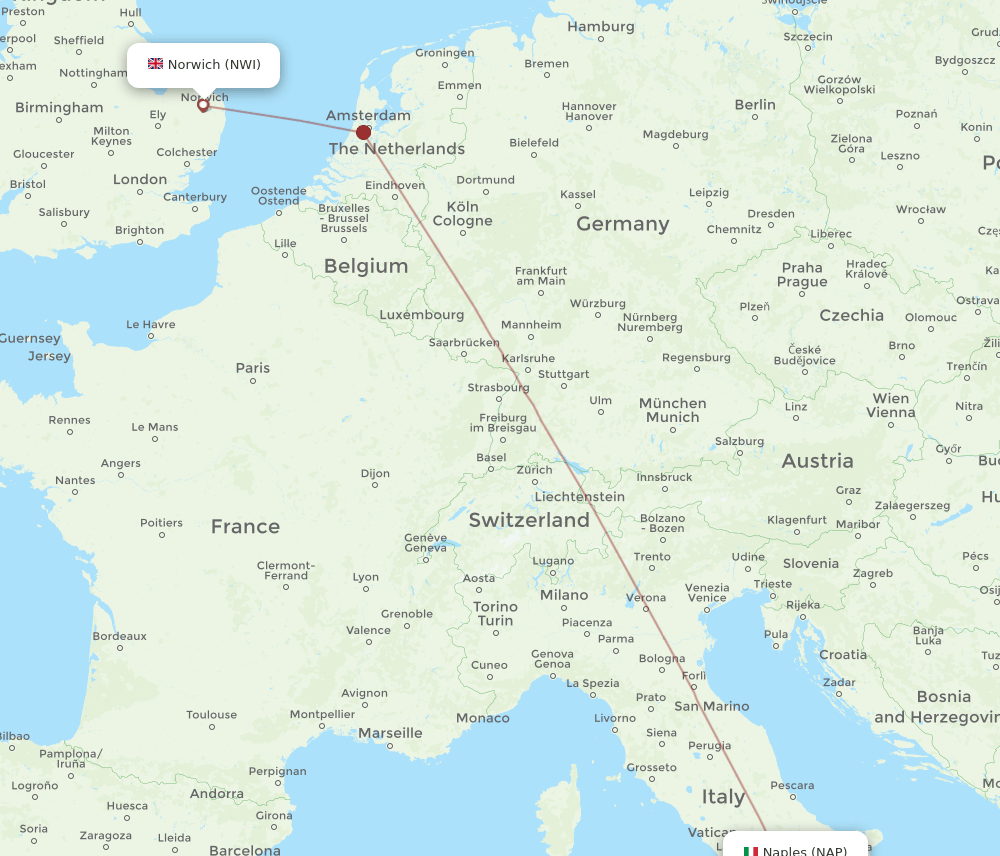 NWI-NAP flight routes