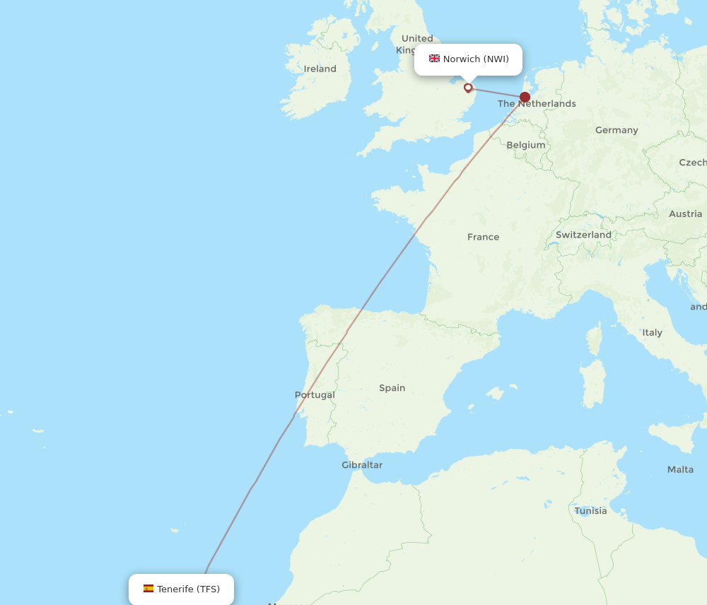 NWI-TFS flight routes