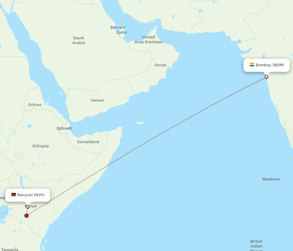 NYK-BOM flight routes
