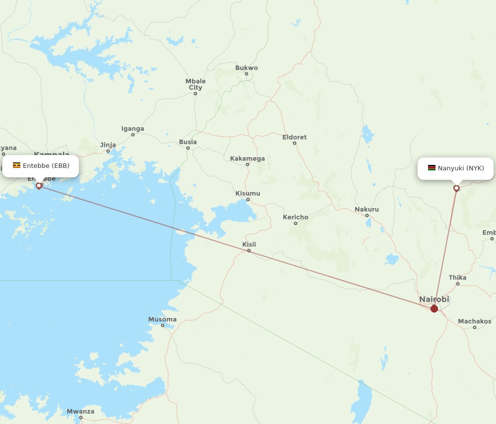 NYK-EBB flight routes