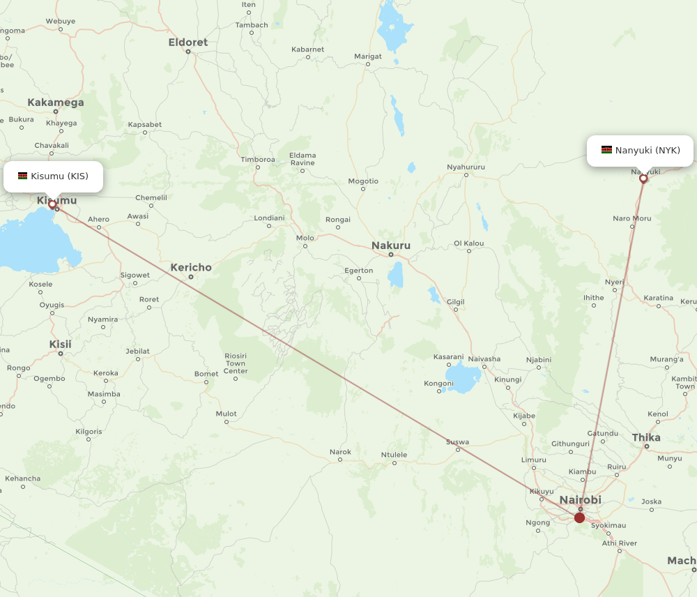 NYK to KIS flights and routes map