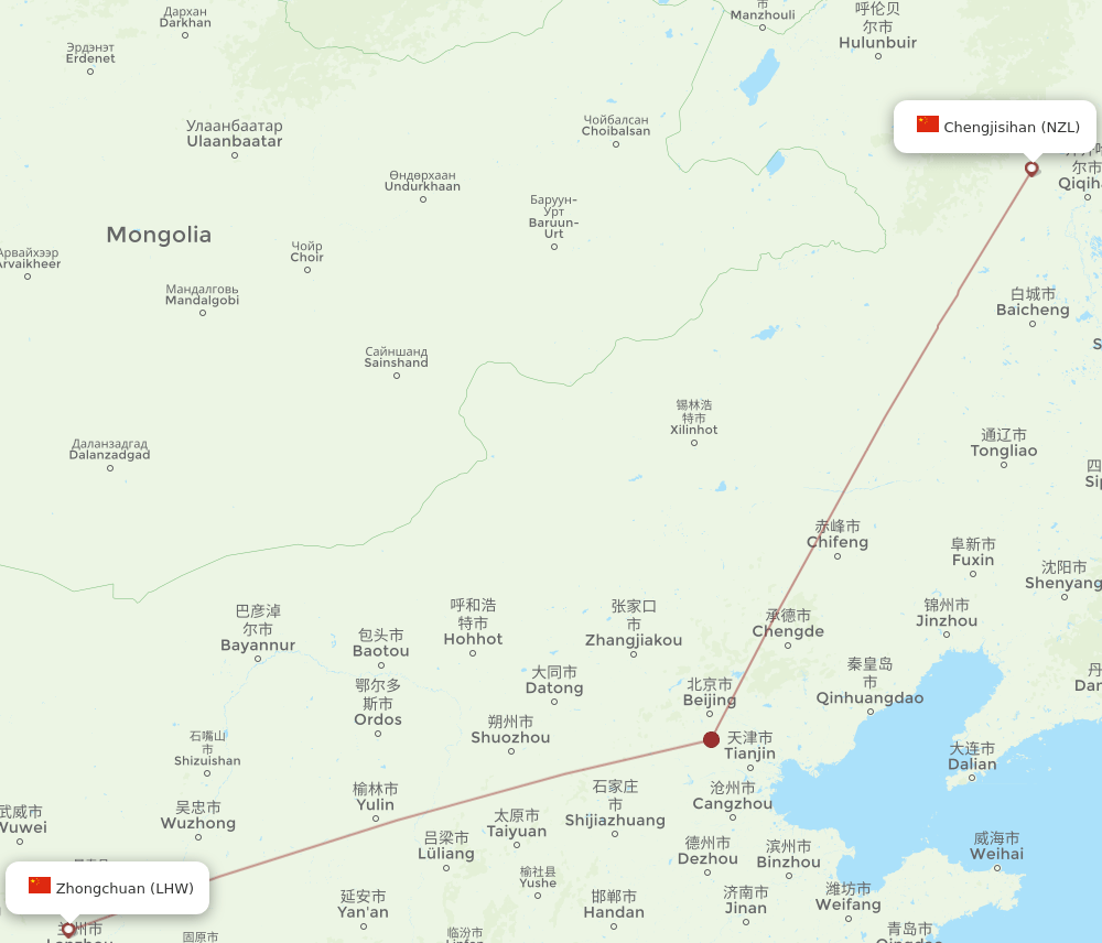NZL-LHW flight routes