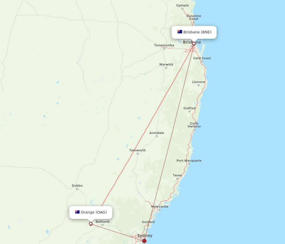 OAG-BNE flight routes
