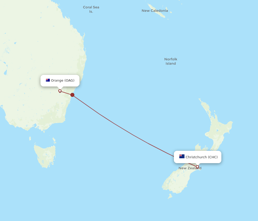 OAG-CHC flight routes