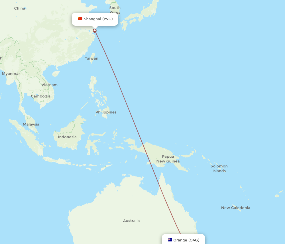 OAG-PVG flight routes