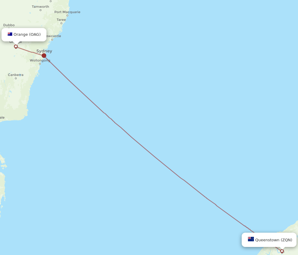 Queenstown - Orange route map and flight paths