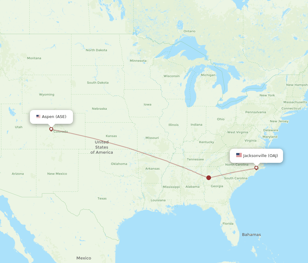 OAJ to ASE flights and routes map