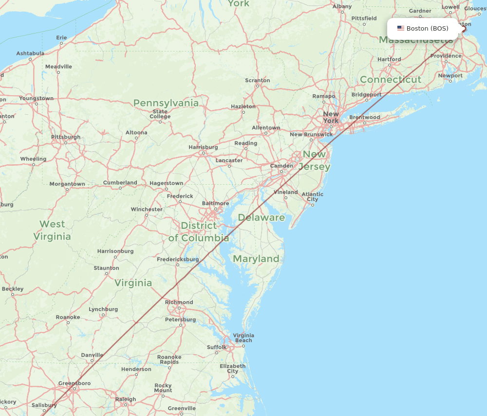 OAJ-BOS flight routes