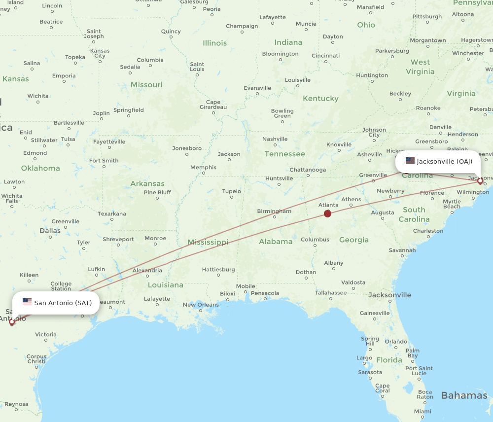 OAJ-SAT flight routes