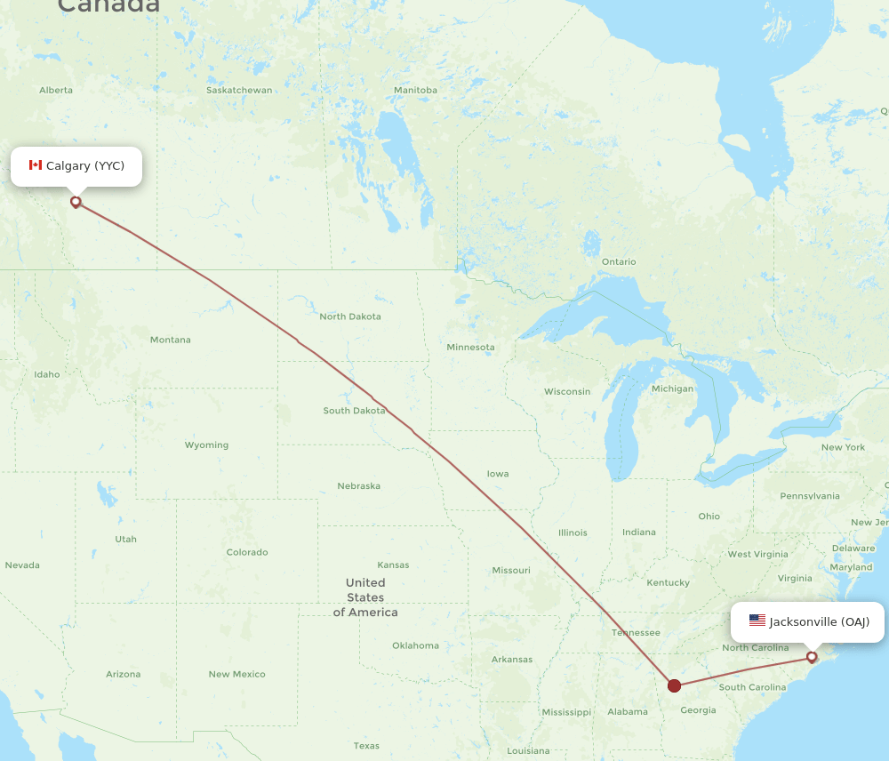 OAJ-YYC flight routes