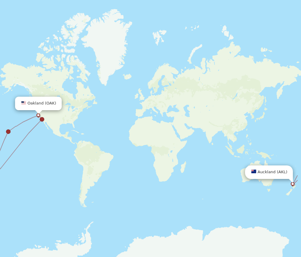 OAK-AKL flight routes