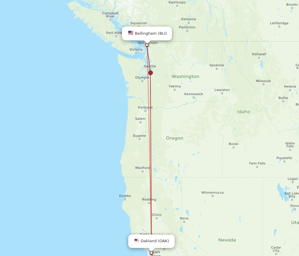 OAK-BLI flight routes