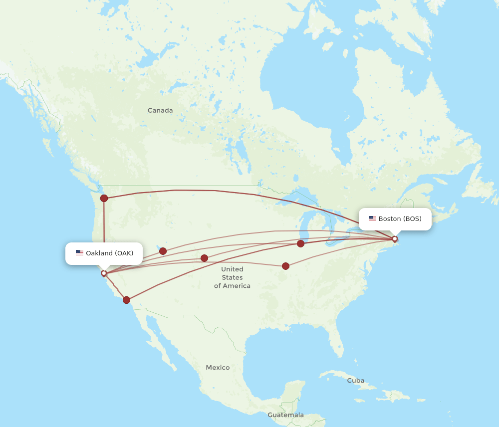 OAK-BOS flight routes