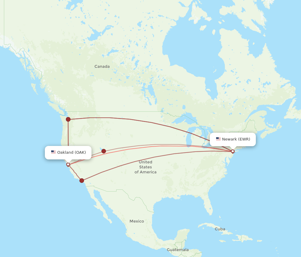 OAK-EWR flight routes