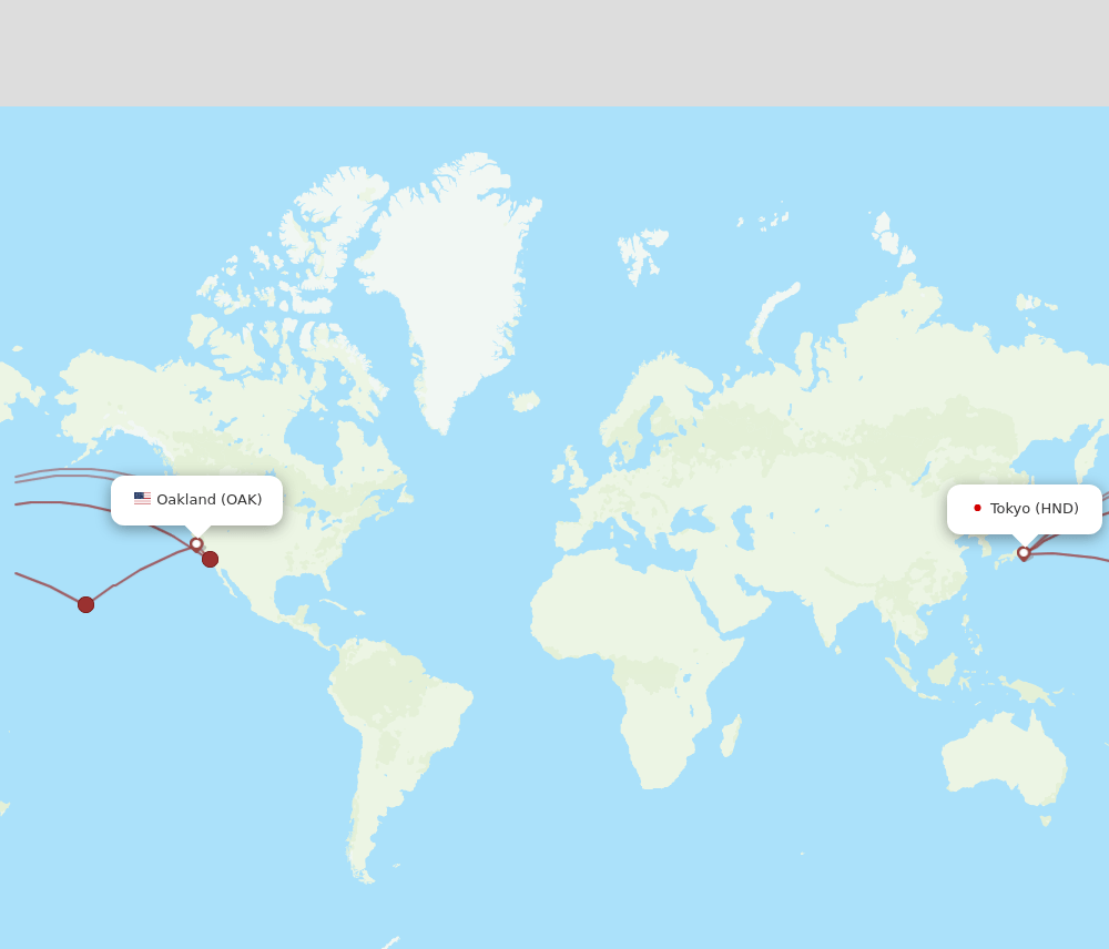 OAK-HND flight routes