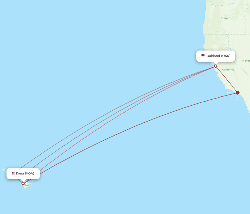 OAK-KOA flight routes