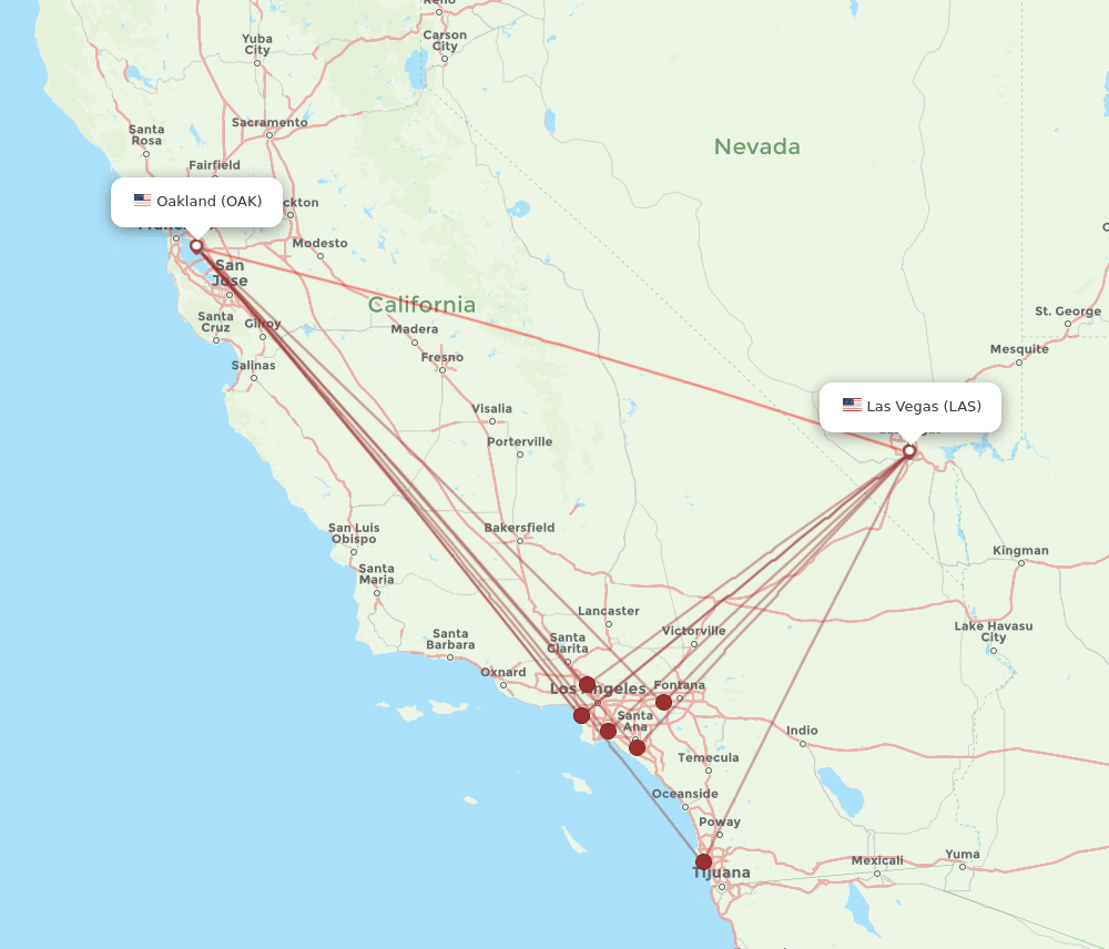 OAK-LAS flight routes