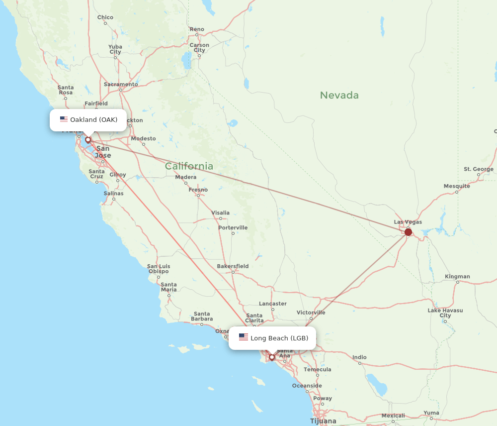 OAK-LGB flight routes