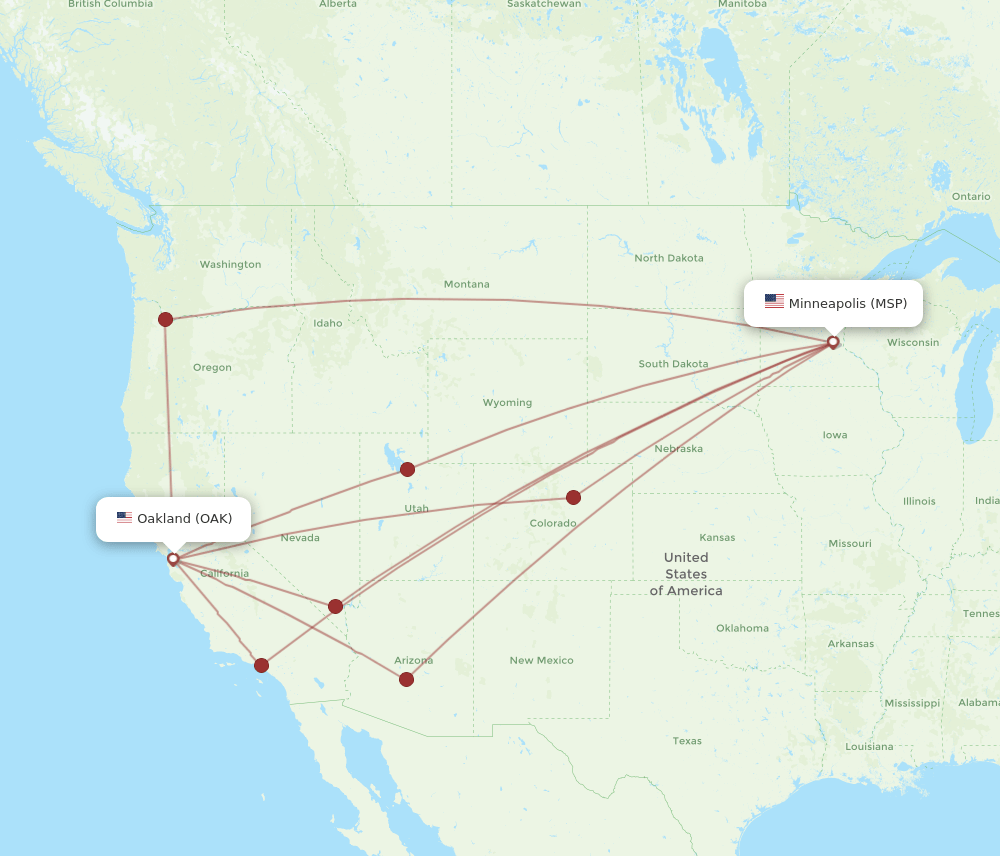 OAK-MSP flight routes