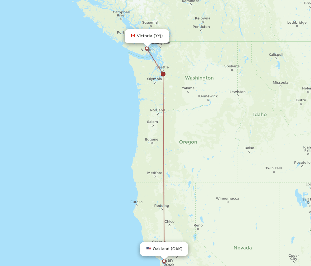 OAK-YYJ flight routes