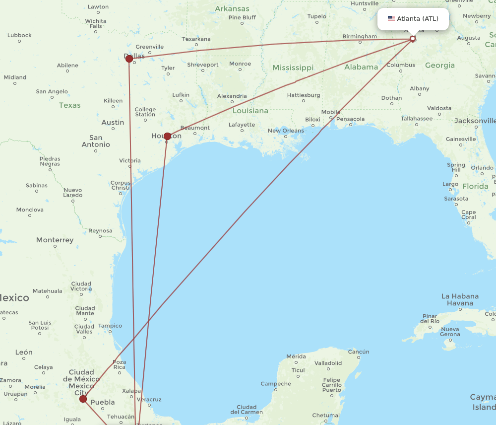 OAX-ATL flight routes