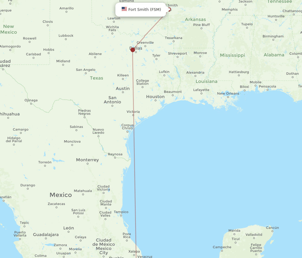 OAX to FSM flights and routes map