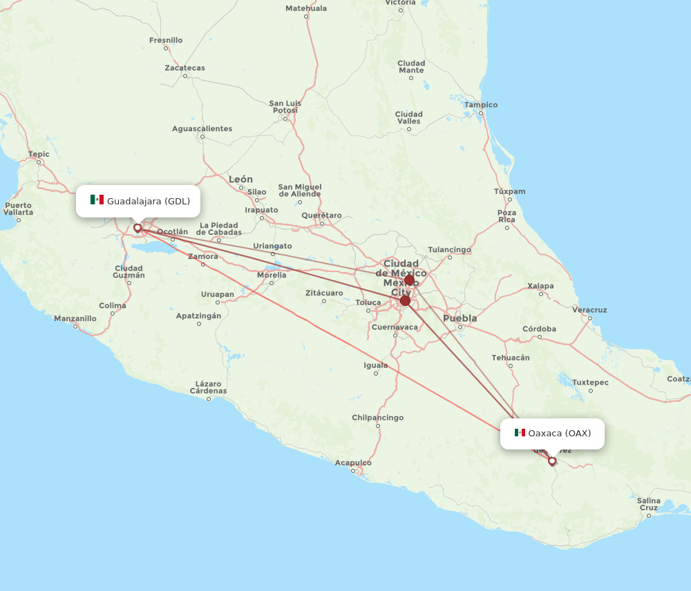 OAX-GDL flight routes