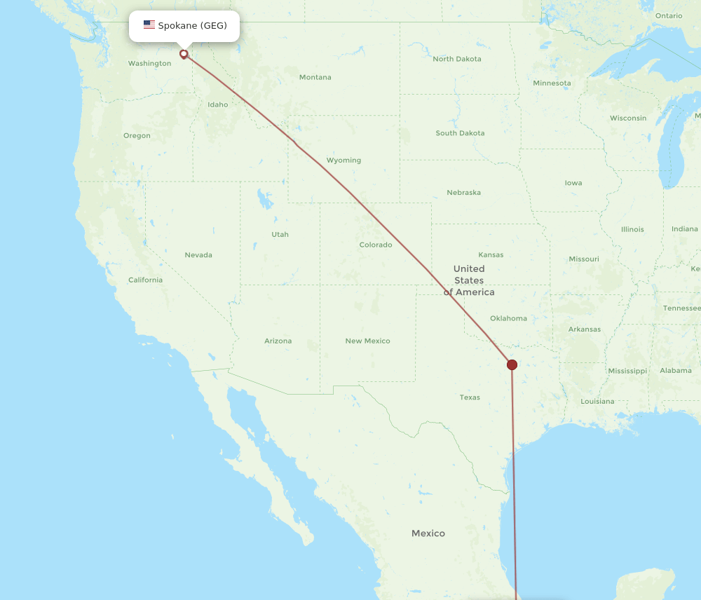 OAX-GEG flight routes