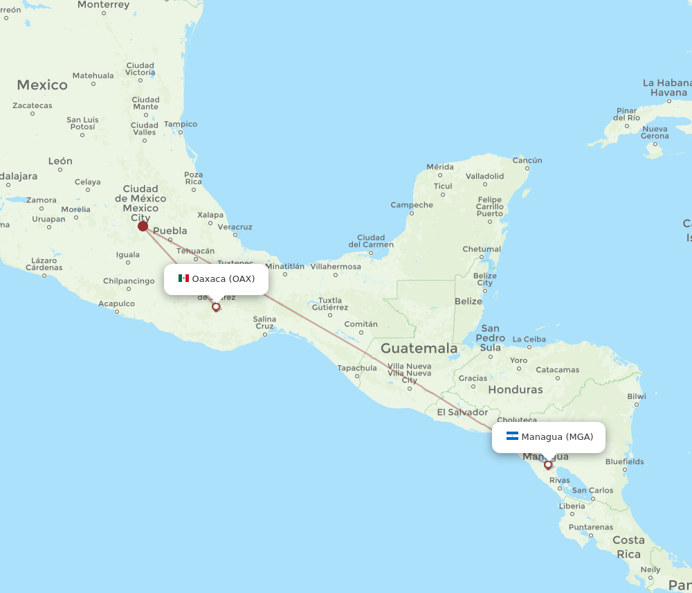 OAX-MGA flight routes