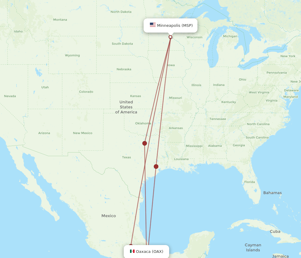 OAX-MSP flight routes