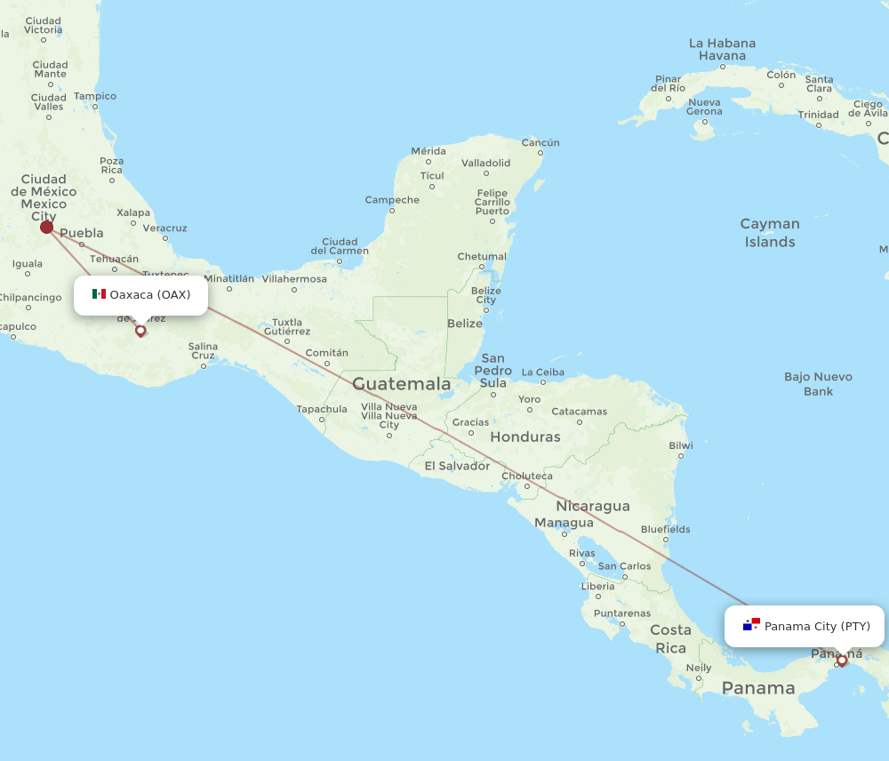 OAX-PTY flight routes
