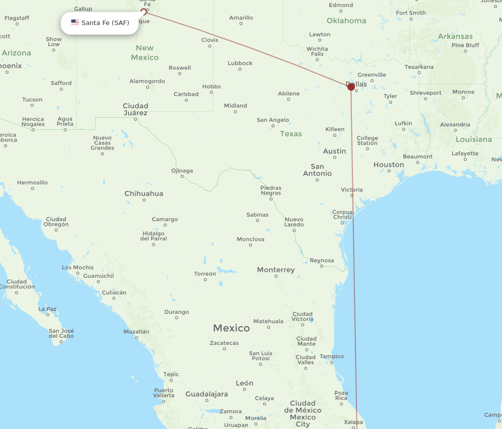OAX to SAF flights and routes map